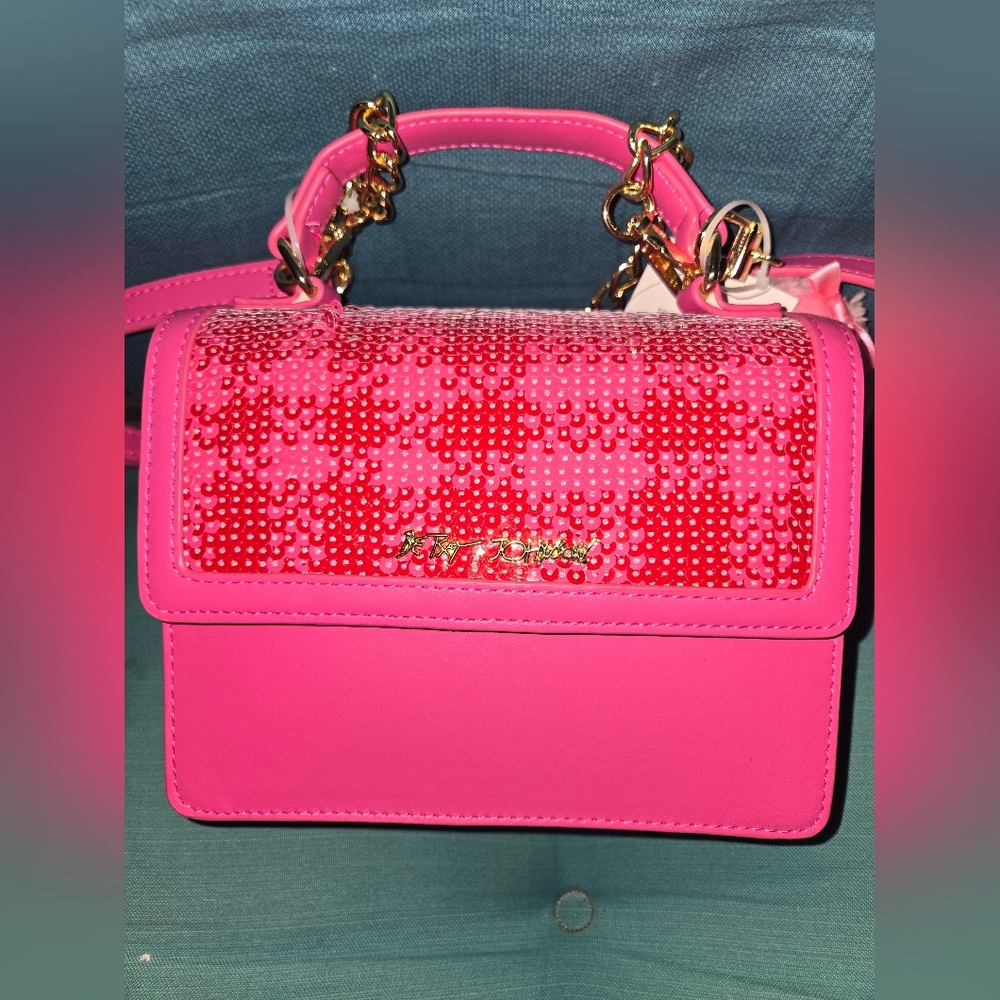 Betsey Johnson Handbag/Crossbody with Plush Bear Charm - Picture 2 of 8